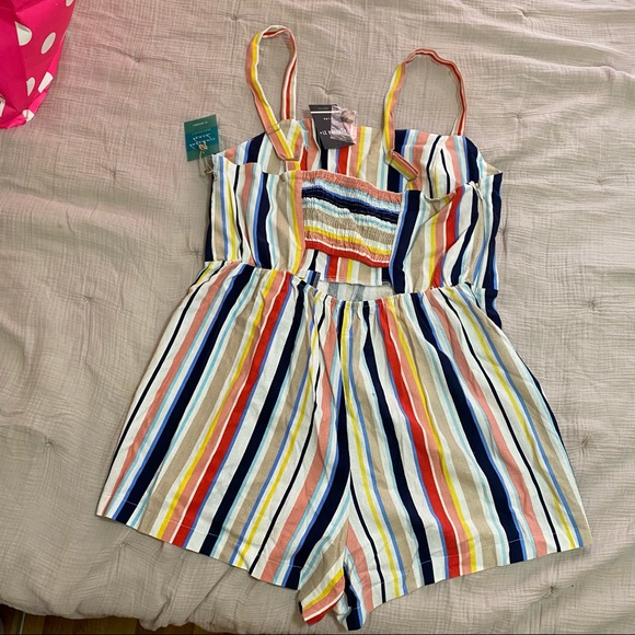 Forever 21 Plus colorful striped linen romper NWT - Picture 2 of 4